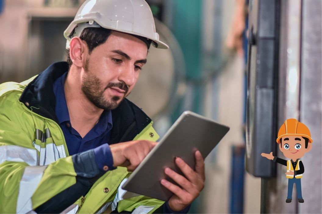 Engenheiro civil usando um tablet